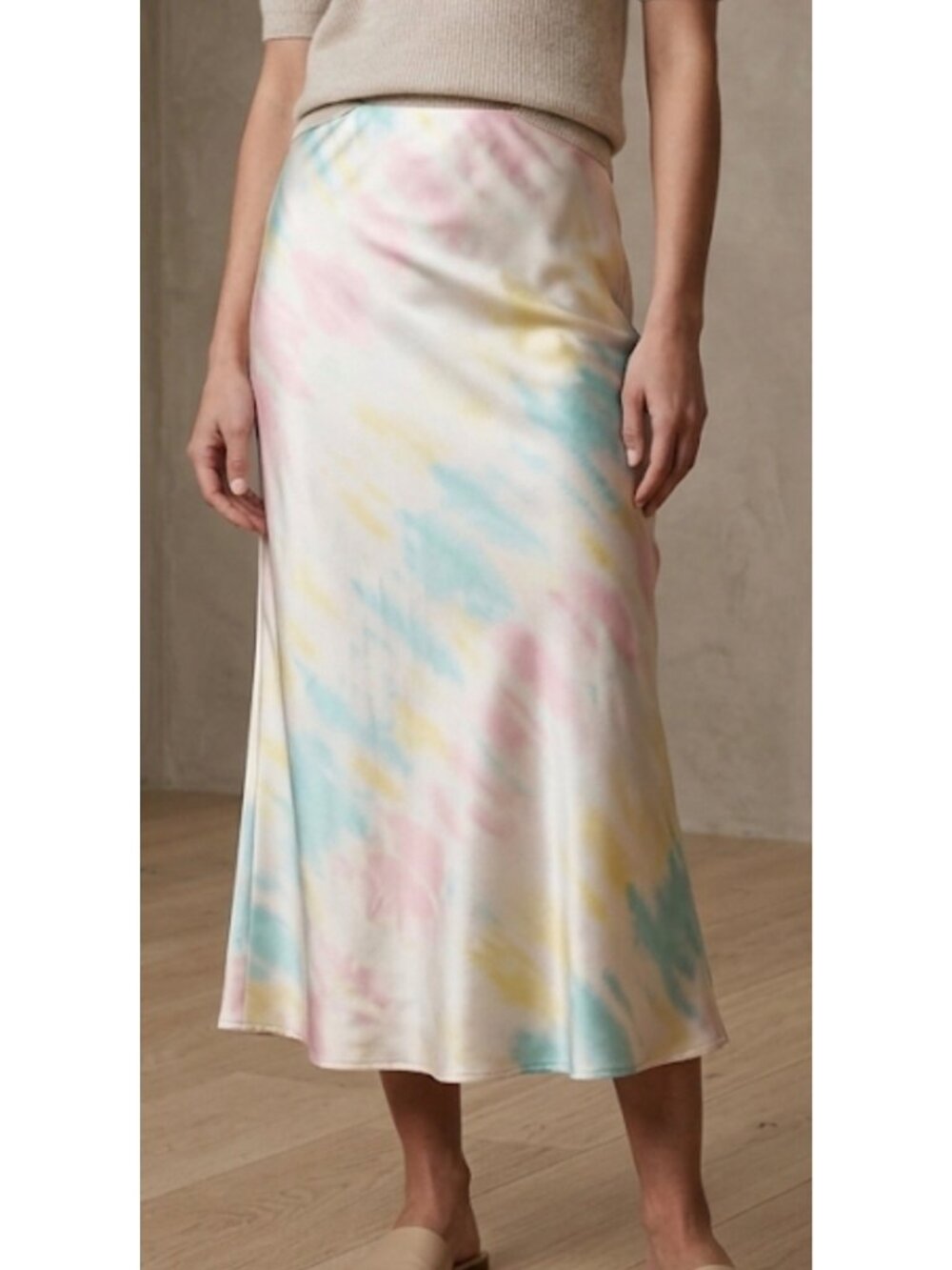 Princess Polly Women’s Tie-Dye Satin Midi Skirt Size 4 Multicolor Pink & Blue